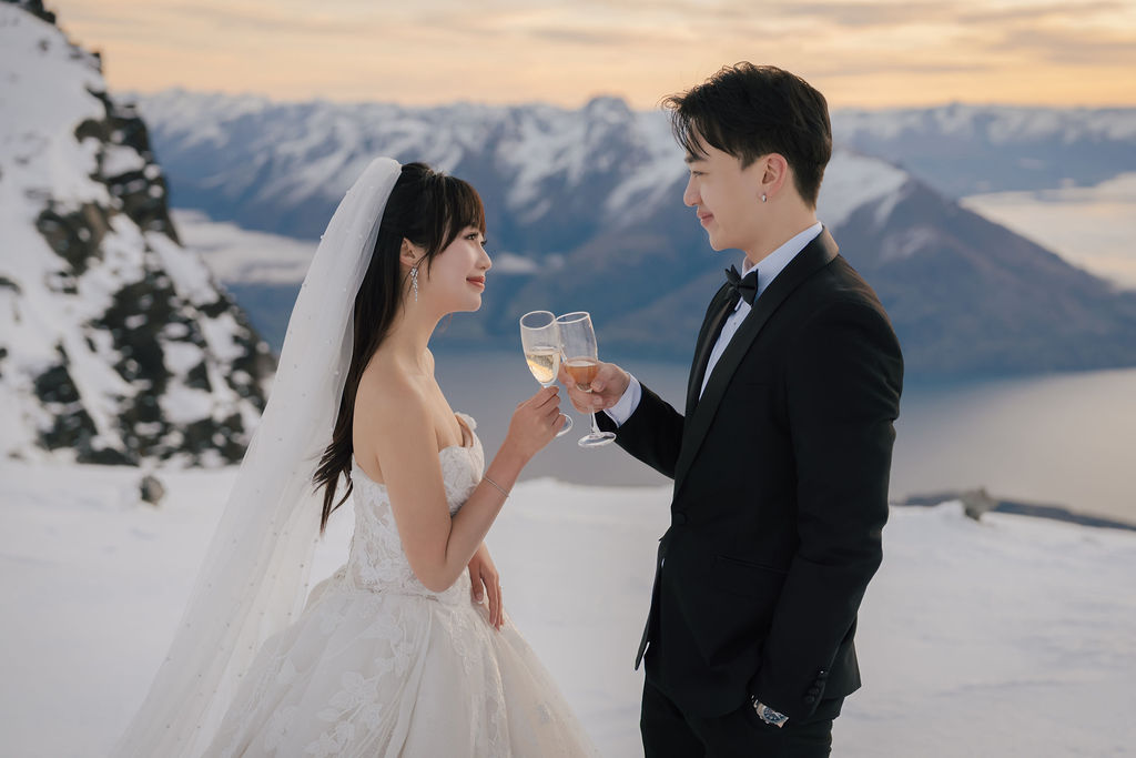 Joey and Jun Lim elopement helicopter New Zealand