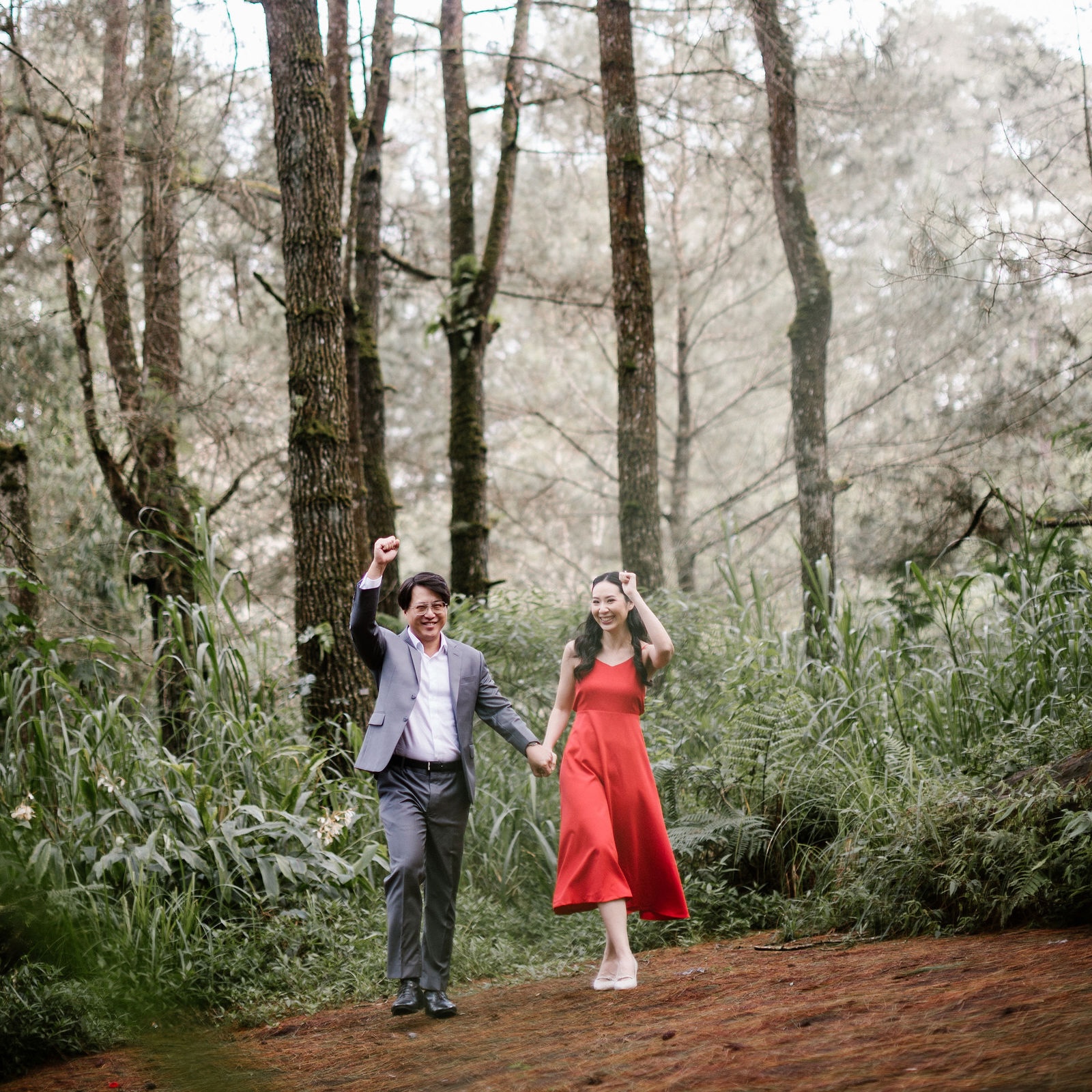 Couple in a Bali pine forest